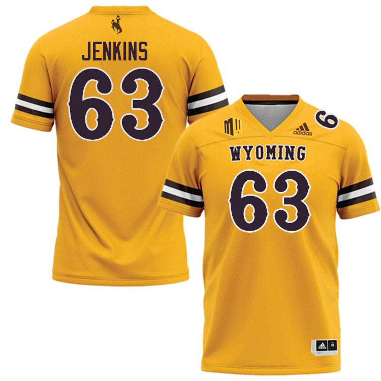 Wyoming Cowboys #63 Braylon Jenkins College Football Jerseys Stitched-Gold